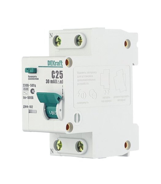 Фото ДИФ-102 1Р+N 25А 30мА AC 4,5кА (16005DEK)
