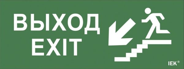 Фото Этикетка самоклеящаяся 350х130мм "Выход/лестница вниз/фигура" (LPC10-1-35-13-VLVNF)