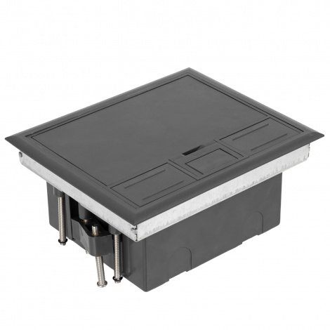 Фото Лючок напольный, 8 модулей, горизонтальный, пластиковая крышка, серый (DR-PRO-014111)