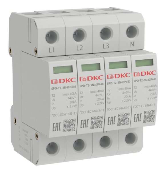 Фото УЗИП, тип 2, 4P Imax 40kA Un 440V (SPD-T2-3N40P440)