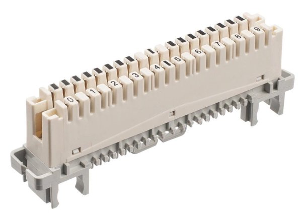 Фото Плинт универсальный ПВТ-10Р Эконом, 10 пар размыкаемые контакты 0...9 (120902-00128)