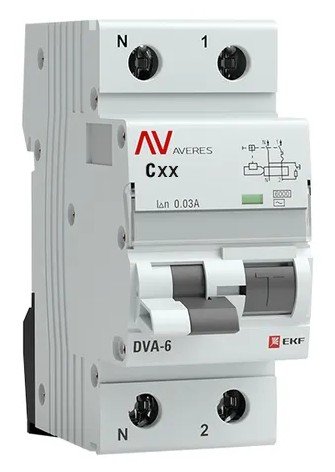 Фото DVA-6 1P+N 10А 300мА AVERES (rcbo6-1pn-10C-300-ac-av)
