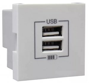 Фото Розетка USB двойная, зарядная, белая (45439 SBR)