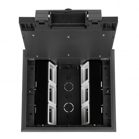 Фото Лючок напольный, 12 (2х6) модулей, вертикальный, пластиковая крышка, серый (DR-PRO-01521)