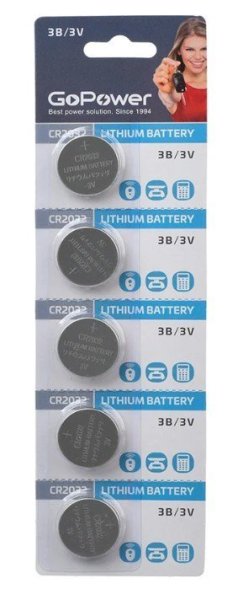 Фото CR2032 GoPower, упак. 5 шт., БЛИСТЕР