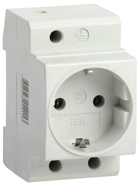 Фото Розетка РАр10-3-ОП с заземлением на DIN-рейку белая (MRD10-16)