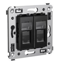 Фото Розетка телефонная в стену Avanti двойная черный квадрат (4402314)