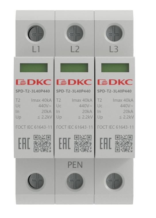 Фото УЗИП, тип 2, 3P Imax 40kA Un 440V (SPD-T2-3L40P440)