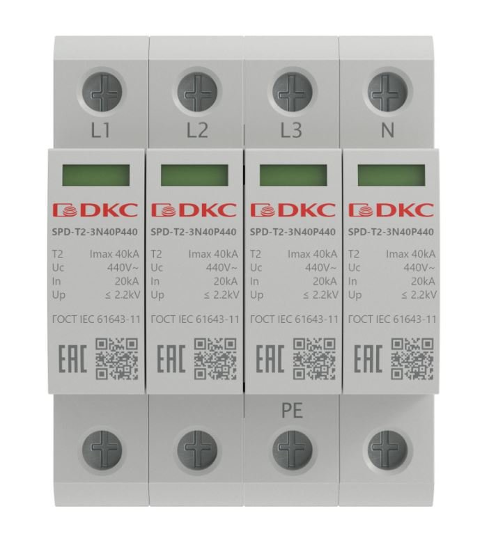 Фото УЗИП, тип 2, 4P Imax 40kA Un 440V (SPD-T2-3N40P440)