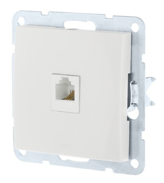 Фото Розетка телефонная RJ-12 с накладкой, белый LK60 (865504-1)