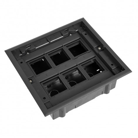 Фото Лючок напольный, 12 модулей, горизонтальный, пластиковая крышка, серый (DR-PRO-015111)