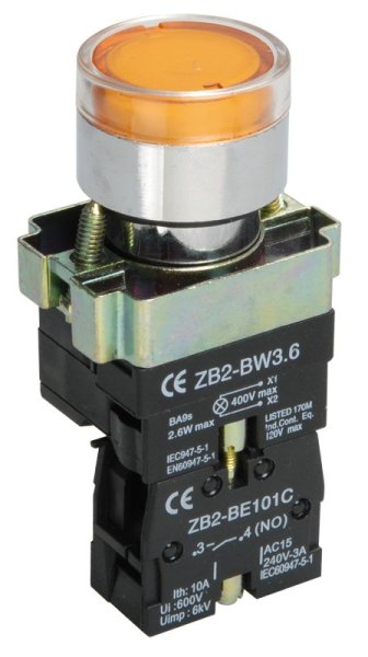 Фото Кнопка LAY5-BW3561 с подсветкой желтый 1з (BBT50-BW-K05)