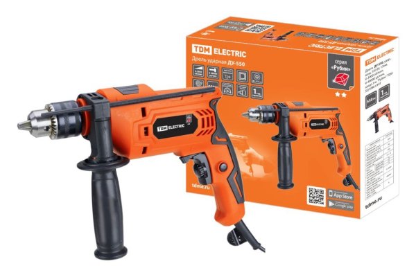 Фото ДУ-550 550Вт, 13мм, 0-3000 об/мин, 0-48000 уд/мин, шнур 3м "Рубин" TDM (SQ1086-0101)