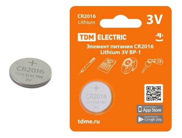 Фото CR2016 Lithium 3V BP-1 TDM (SQ1702-0097)