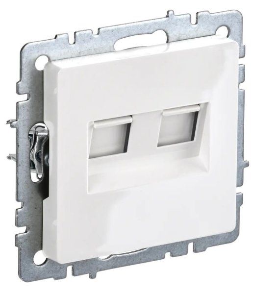 Фото Розетка 2-местная RJ11+RJ45 BRITE РК/Т12-БрБ кат.5E белый (BR-KT20-O-1-K01)