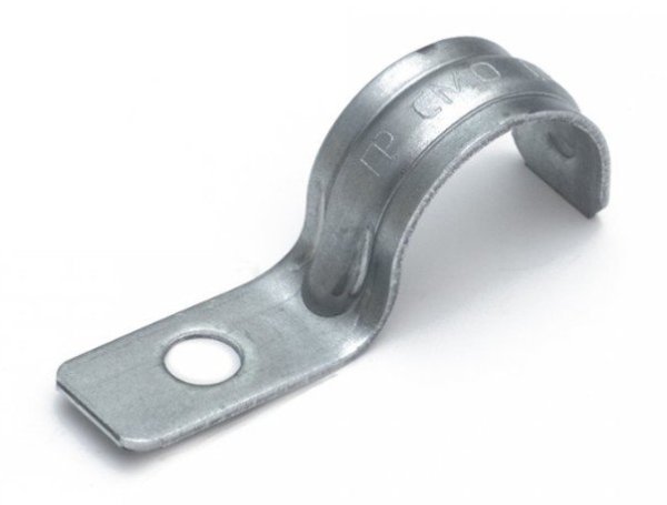 Фото Скоба металлическая однолапковая усиленная противопожарная СМОУ d19-20 мм отв. d 6,5 мм (100 шт) (PR13.02425)