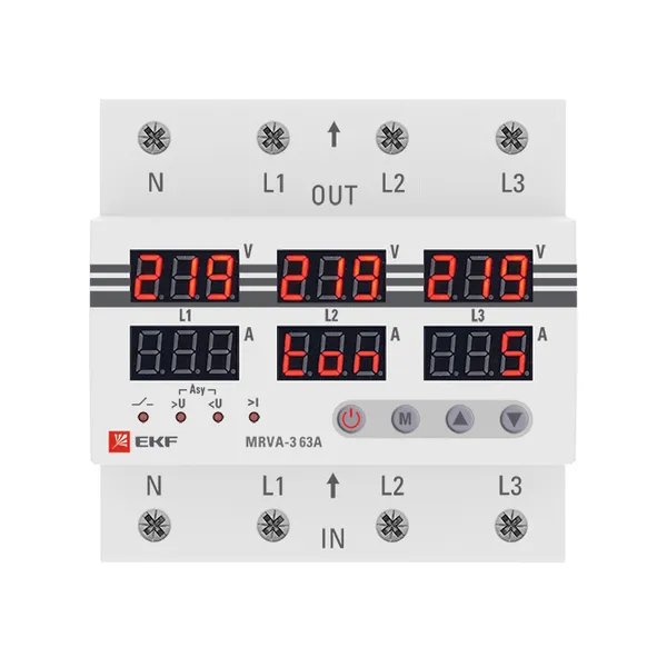 Фото Трехфазное реле MRVA-3 63A (MRVA-3-63A)