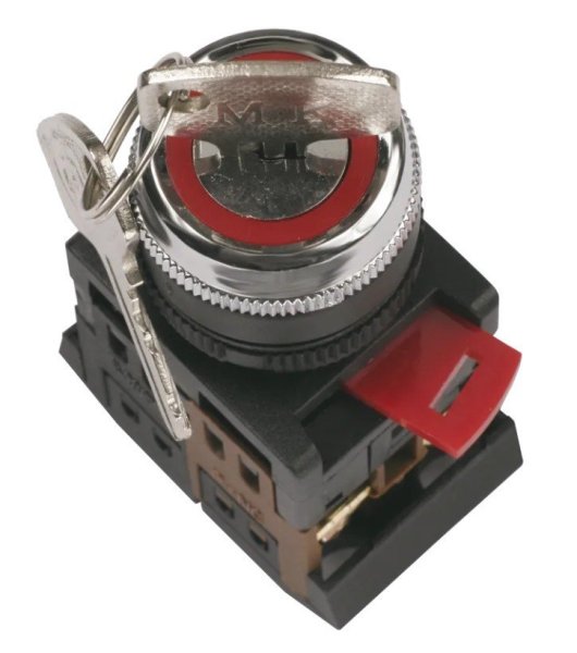 Фото Переключатель AKS-22 на 2 положения "I-O" 1з+1р с ключом черный (BSW10-AKS-2-K02)