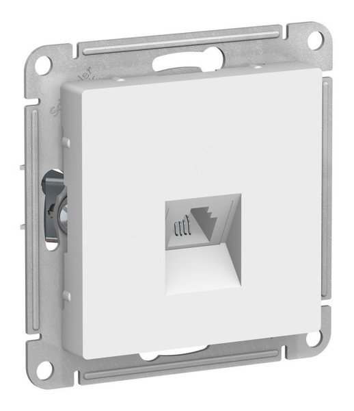 Фото AtlasDesign розетка RJ11 1-местная, скрытой установки, механизм, белый (ATN000181)