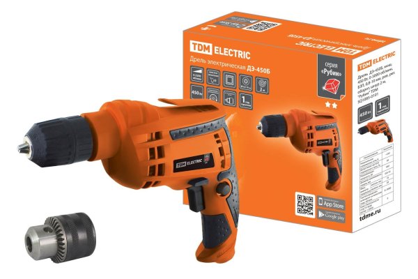 Фото ДЭ-450Б 450Вт, 0-3000 об/мин, БЗП, 0,8-10мм, шнур 2м "Рубин" TDM (SQ1085-0101)