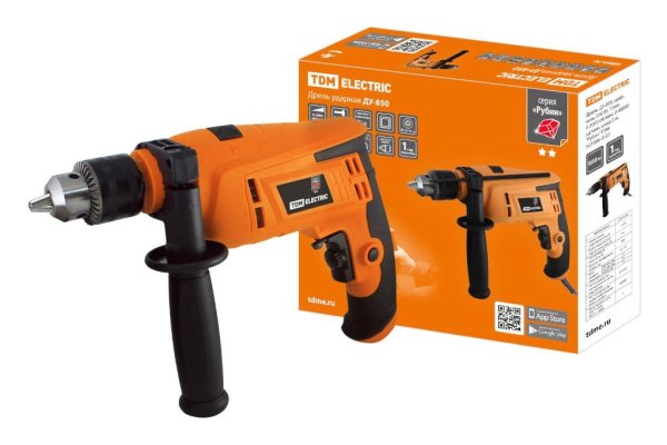 Фото ДУ-850 850 Вт, 13мм,  0-3000 об/мин, 0-48000 уд/мин, шнур 3м "Рубин" TDM (SQ1086-0103)