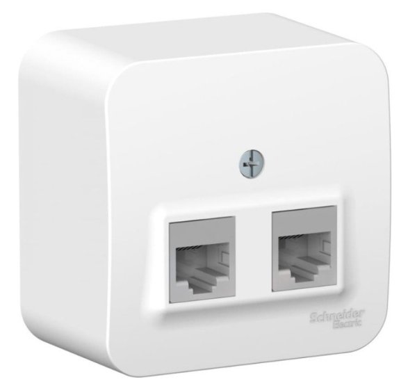 Фото BLANCA розетка RJ45 2-местная, кат. 5Е, открытой установки, белый (BLNIA045451)
