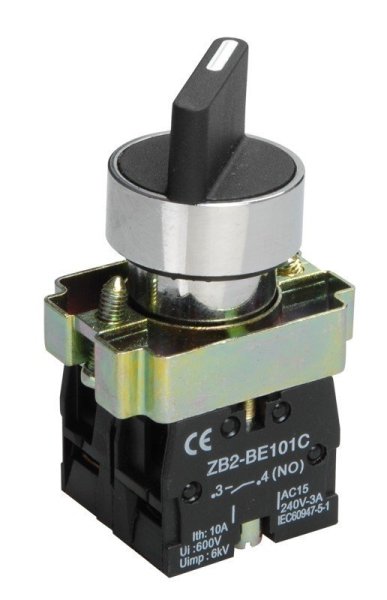 Фото Переключатель LAY5-BD33 на 3 положения "I-0-II" стандартная ручка 2NO (BSW60-BD-3-K02)