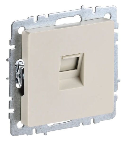 Фото Розетка компьютерная 1-местная RJ45 BRITE РК10-БрКр кат.5E бежевый (BR-K10-1-K10)