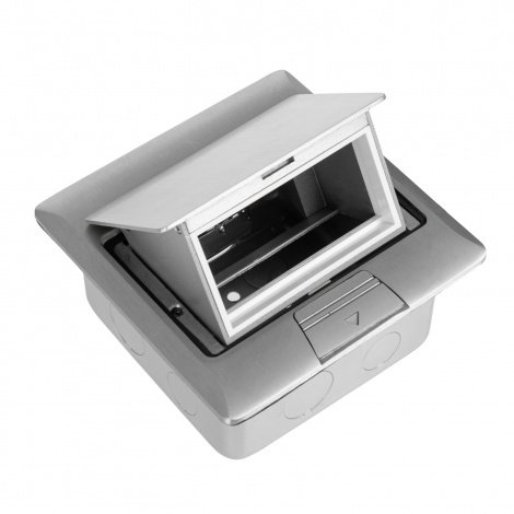 Фото Лючок напольный, 4 модуля, выдвижной, алюминий, в бетон, серебрянный (DR-PRO-013822)