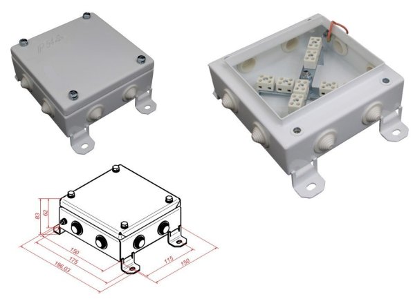 Фото КМ-О (16к)-IP55-1515, восемь вводов