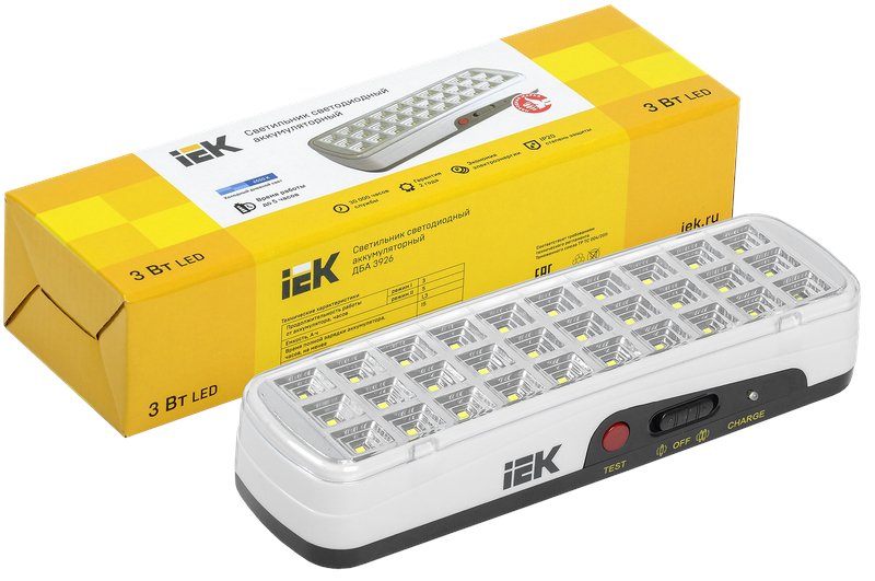 Фото Светильник светодиодный аккумуляторный ДБА 3926 3-5ч 3Вт (LDBA0-3926-30-K01)