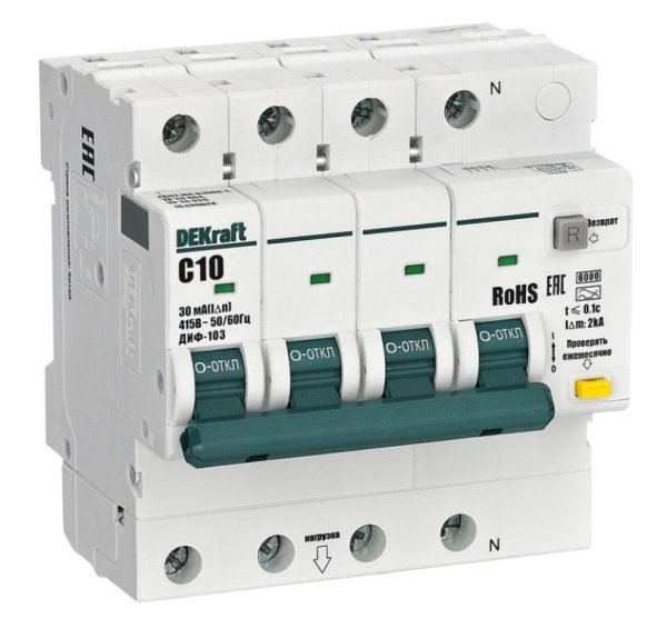 Фото ДИФ-103 6кА NEW 3Р+N 10А 30мА AC (16400DEK)