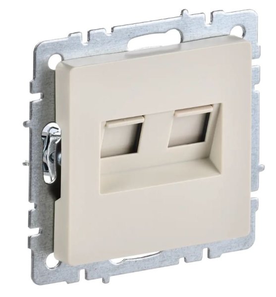 Фото Розетка компьютерная 2-местная RJ45 BRITE РК10-2-БрКр кат.5E, бежевый (BR-K20-1-K10)