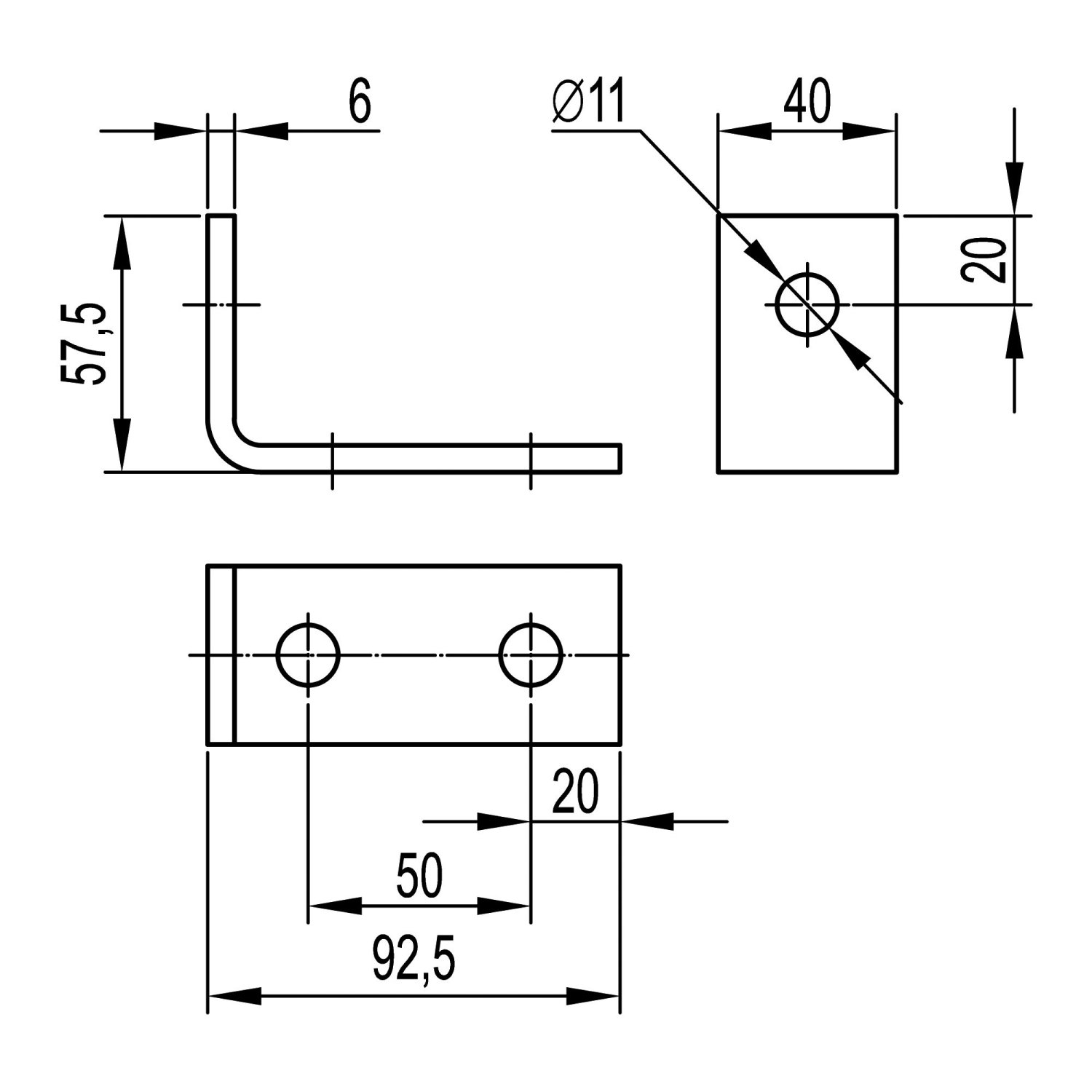 Фото Уголок одиночный удлиненный 92 мм, горячеоцинкованный (BMC1012HDZ)