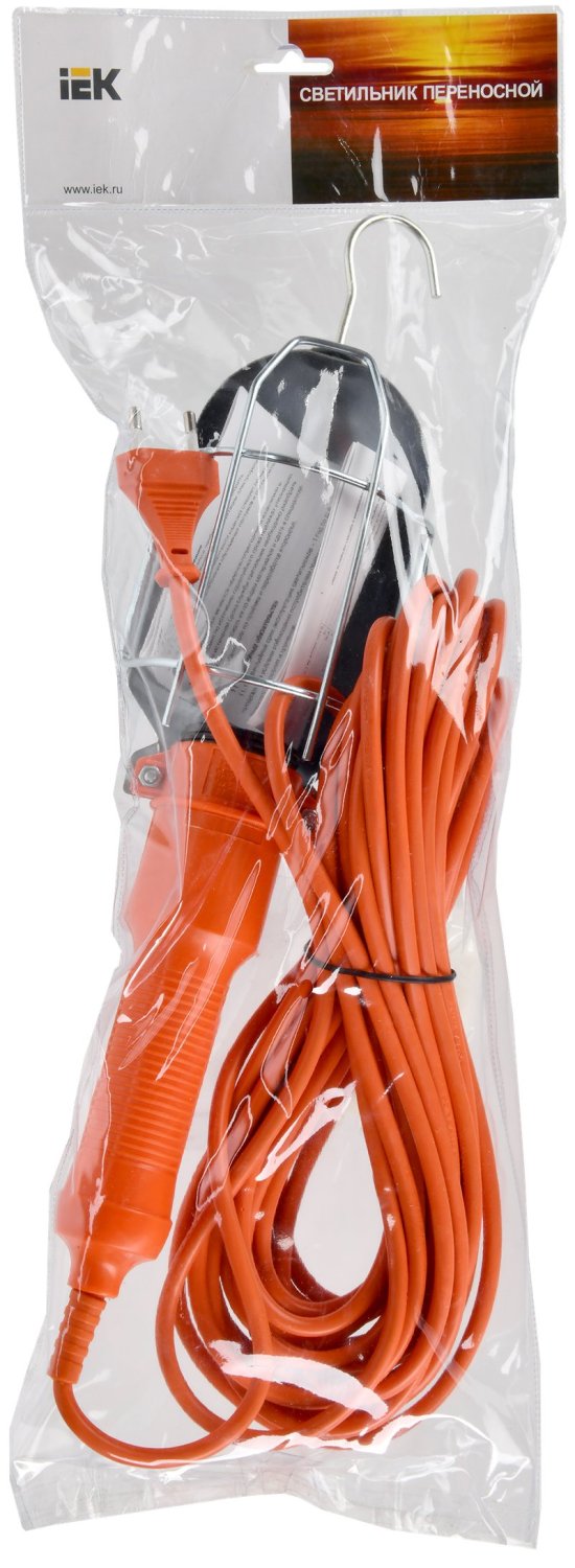 Фото Светильник переносной УП-1Р плоская вилка (с выключателем) 2Р/10м 2х0,75 (WSP20-10-K09)