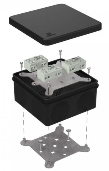 Фото Коробка огнестойкая разветвительная для о/п двухкомпонентная 100х100х50 (60-0300-9005-FR6.0-4-6-Р)