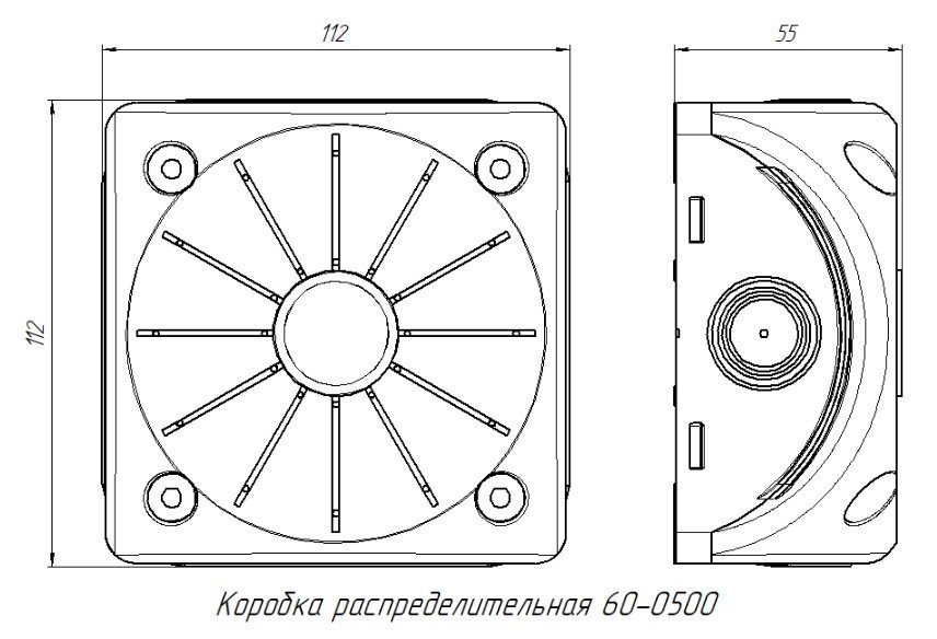 Фото Коробка распределительная 60-0500-9003 для видеокамер двухкомпонентная безгалогенная (HF) белая 100х100х50