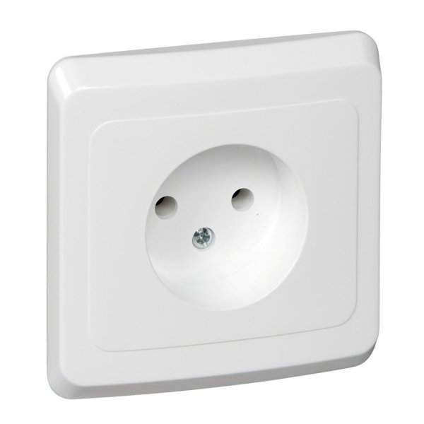 Фото Этюд розетка 1-местная, в сборе, без заземления без шторок, скрытой установки, белый (PC16-001B)