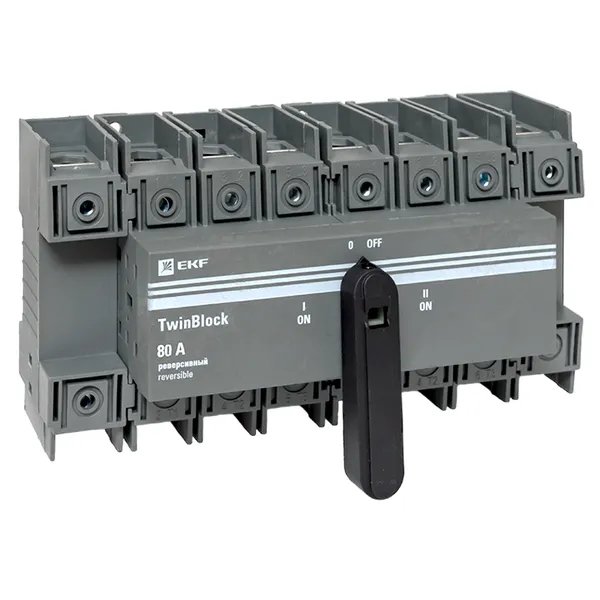 Фото Рубильник 80A 4P реверсивный с рукояткой для прямой установки TwinBlock (tb-s-80-4p-rev)