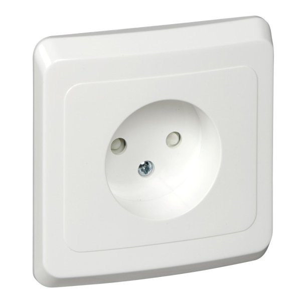 Фото Этюд розетка 1-местная, в сборе, без заземления со шторками, скрытой установки, белый (PC16-002B)