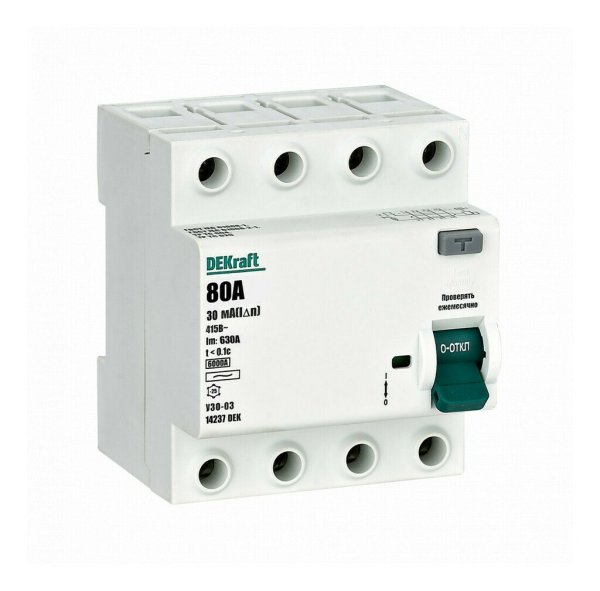 Фото УЗО-03 ВДТ 4P 80А 30мА AC 6кА (14237DEK)