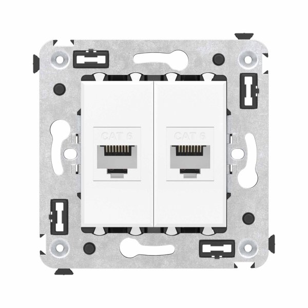 Фото Розетка RJ-45 в стену, кат.6E, Avanti, двойная, белое облако (4400694)