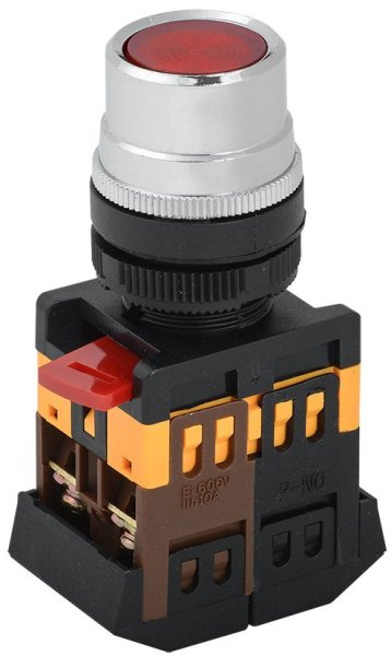 Фото Кнопка ABLF-22 красный D22мм неон 1з+1р (BBT10-ABLF-K04)