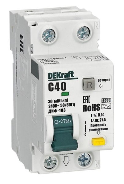 Фото ДИФ-103 6кА NEW 1Р+N 40А 30мА AC (16315DEK)