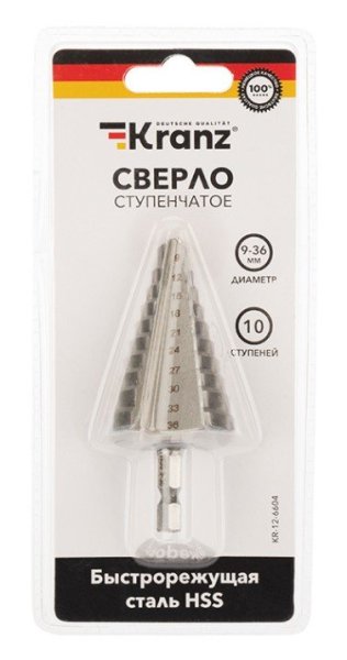 Фото Сверло по металлу ступенчатое 9,0-36,0 мм 110 mm 62 HRC Kranz (KR-12-6604)