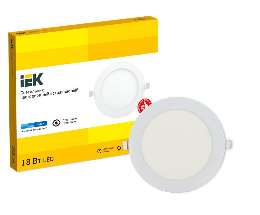 Фото Светильник светодиодный ДВО 1608 LED 18Вт 6500 круг белый (LDVO0-1608-1-18-6500-K01)