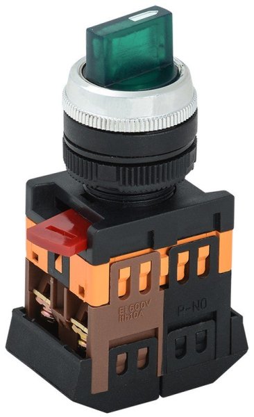 Фото Переключатель ANCLR-22-3 на 3 фиксированных положения "I-O" 1з+1р неон/240В зеленый (BSW10-ANCLR-3-K06)