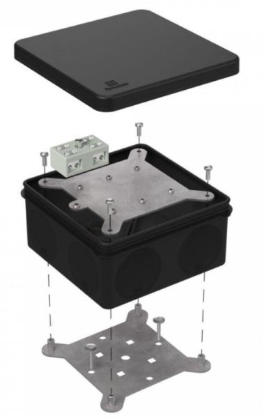 Фото Коробка огнестойкая разветвительная для о/п двухкомпонентная 100х100х50 (60-0300-9005-FR6.0-4-2-Р)