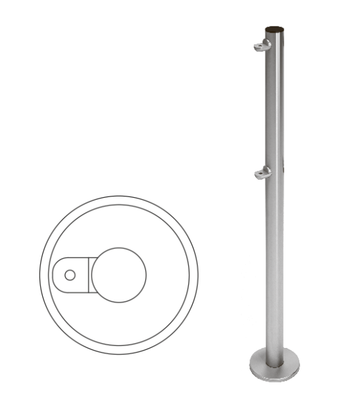 Фото Стойка ограждения односторонняя с 2-мя полупетлями