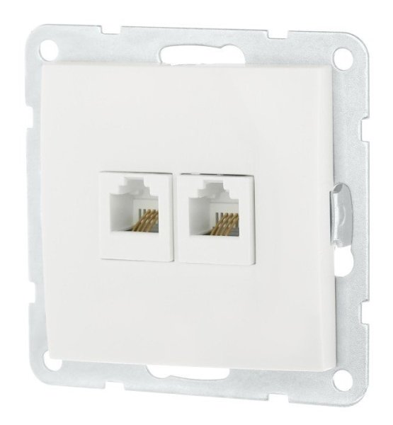 Фото Розетка телефонная двойная 2xRJ-12 с накладкой, белый LK60 (865604-1)